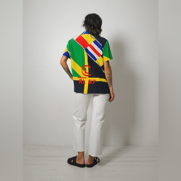 Mint like new Lauren Ralph Lauren Nautical polo 100 Silk Blouse Shirt - Picture 10 of 13